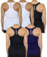 Women's Moisture Wicking Racerback Tanks-5 Pack