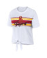 Фото #2 товара Women's White USC Trojans Striped Front Knot Cropped T-shirt