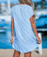 Women's Blue & White Irregular Stripe Dolman Sleeve Mini Beach Dress
