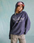 Фото #4 товара Miss Selfridge oversized washed graphic print Portland hoodie in indigo
