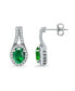 Created Green Quartz and Cubic Zirconia Halo Earrings
