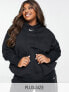 Фото #1 товара Nike Plus mini swoosh oversized pullover hoodie in black and sail