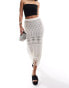 Miss Selfridge beach crochet fringe detail maxi skirt in cream