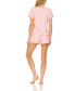 Фото #5 товара Women's Logo Print Jersey Short Sleeve V-Neck T-Shirt and Shorts, Pajama Lounge Comfy Sleepwear Set, 2 Piece