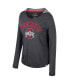 Women's Black Ohio State Buckeyes Distressed Heather Long Sleeve Hoodie T-shirt