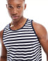 Brave Soul classic stripe vest in white & navy