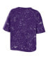 Women's Purple Los Angeles Lakers Bleach Splatter Notch Neck T-shirt