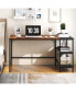 55" Modern Industrial Style Study Writing Desk with 2 Storage Shelves