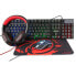 Ultron HAWK Gaming Set - Full-size (100%) - QWERTZ - LED - Black - Red - White - Mouse included