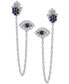 ფოტო #3 პროდუქტის Lab-grown Blue Sapphire (1/4 ct. t.w.) & Lab-grown White Sapphire (1/4 ct. t.w.) Evil Eye & Hamsa Hand Double Pierced Chain Earrings in Sterling Silver