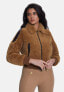 Women's Fashion Jacket, Silky Brown With Ginger Curly Wool