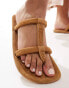 Фото #1 товара Free People suede contrast stitch flat sandals in cinnamon