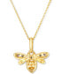 ფოტო #5 პროდუქტის Diamond (1/8 ct. t.w.) & Black Enamel Bee 18" Pendant Necklace in 14k Gold