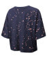 ფოტო #2 პროდუქტის Women's Navy Tennessee Titans Bleach Splatter Notch Neck Crop T-Shirt