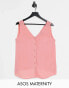 ASOS DESIGN Maternity crinkle button through vest in pink