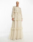 Фото #2 товара ASOS DESIGN soft maxi dress with trailing floral embellishment in stone