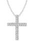 Фото #1 товара Macy's diamond Cross Pendant Necklace in 14k White Gold (1/10 ct. t.w.)