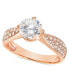 Фото #1 товара Rose Gold-Tone Pavé & Cubic Zirconia Engagement Ring, Created for Macy's