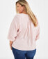 Фото #4 товара Plus Size Embroidered Popover Blouse, Created for Macy's