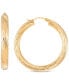 ფოტო #1 პროდუქტის Textured Medium Hoop Earrings in 14k Gold-Plated Sterling Silver, 1.57"