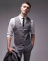 Фото #1 товара Topman skinny textured suit waistcoat in grey