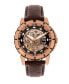 ფოტო #1 პროდუქტის Philippe Automatic Rose Gold Case, Black Dial, Genuine Brown Leather Watch 41mm