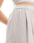 Фото #5 товара Miss Selfridge linen stripe pull on tapered trouser in natural