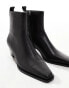 Фото #3 товара Mango leather mid heel boot in black