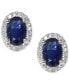 ფოტო #2 პროდუქტის Sapphire (1 ct. t.w.) & Diamond (1/10 ct. t.w.) Halo Stud Earrings in 14k White Gold