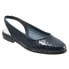 Trotters Lucy T1711-400 Womens Blue Narrow Leather Slingback Flats Shoes