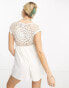 Фото #2 товара ASOS DESIGN crochet smock playsuit in cream