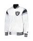 Фото #3 товара Men's White Las Vegas Raiders Satin Full-Snap Varsity Jacket