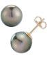 Black Cultured Tahitian Pearl (9mm) Stud Earrings in 14k Gold