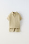 Crepe polo shirt and bermuda shorts co-ord