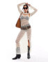 Pieces Festival open crochet maxi dress in cream