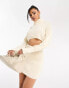 Фото #2 товара Missyempire knitted crop jumper co-ord in cream