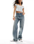 Фото #3 товара Mango straight leg wash front jeans in vintage light blue