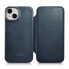 Фото #1 товара Глянцевый кожаный iPhone 14 чехол с магнитной крышкой CE Oil Wax Premium Leather Заказ синий