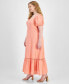 ფოტო #4 პროდუქტის Trendy Plus Size Puff-Sleeve Floral Maxi Dress, Created for Macy's