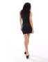 Фото #4 товара Stradivarius boat neck mini dress in black