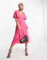 Фото #8 товара Nobody's Child Dee Dee linen blend midi dress in pink