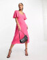 Фото #4 товара Nobody's Child Dee Dee linen blend midi dress in pink