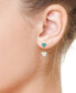 ფოტო #2 პროდუქტის EFFY® Mother of Pearl & Turquoise Butterfly Drop Earrings in 14k Gold