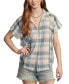 Фото #1 товара Women's Plaid Cotton Short-Sleeve Beach Shirt
