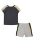 ფოტო #3 პროდუქტის Infant Boys and Girls Black, Heather Gray Iowa Hawkeyes Norman T-shirt and Shorts Set