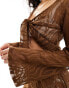 Фото #3 товара Pieces mesh swirl detail beach top co-ord in brown