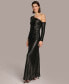 ფოტო #3 პროდუქტის Donna Karan Women's Sequin One-Shoulder Gown Dress