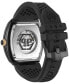 ფოტო #3 პროდუქტის Men's Automatic The $keleton Black & Gold-Tone Tonneau Strap Watch 44mm