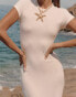 Фото #3 товара 4th & Reckless x Luana Barron kendall sheer jersey rib maxi beach dress in cream