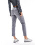 JDY high waisted straight cropped jeans in light grey